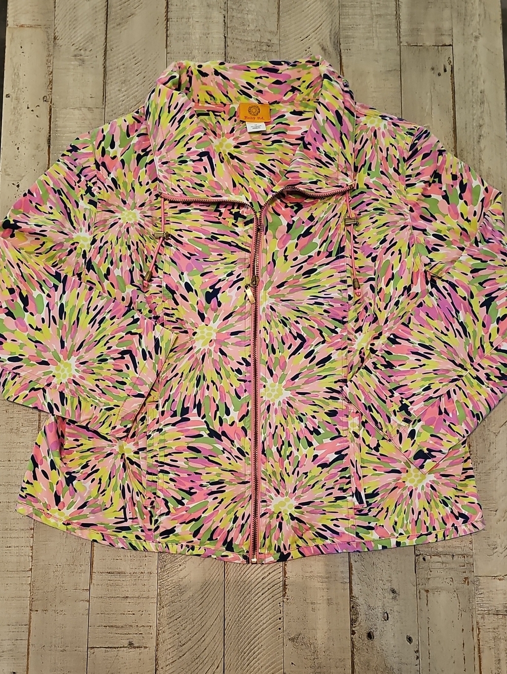 Ruby Rd. Pink Multi Floral Zip Jacket